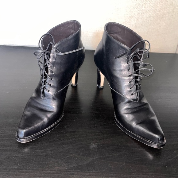 Petra Firenza Shoes - Black Leather Ankle Boots 5.5